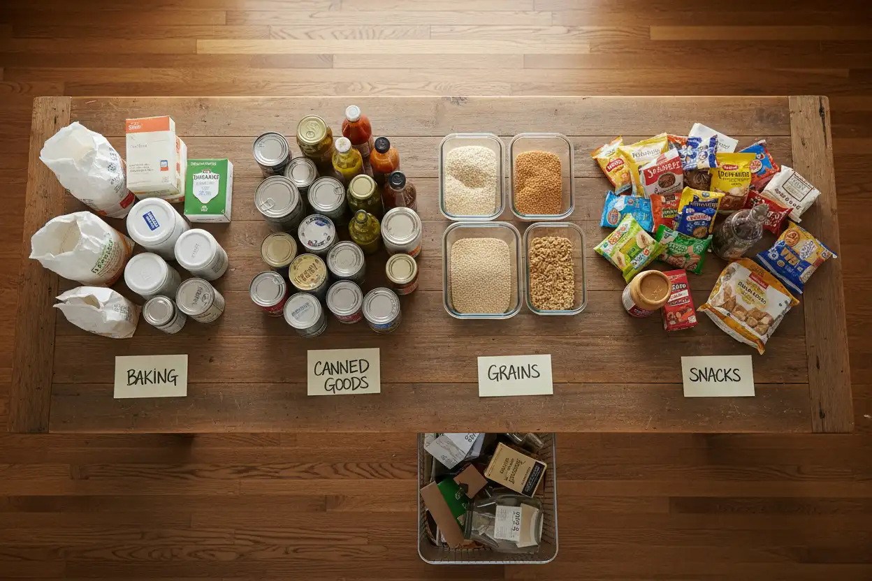 Step 3 Sorting foods into distinct category piles