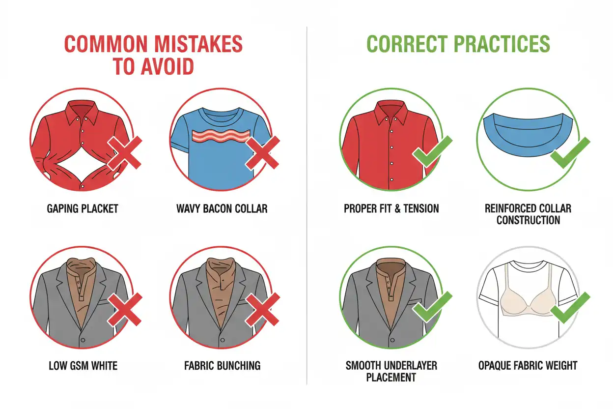Visual side-by-side guide showing correct vs incorrect button styling, sizing, and layering
