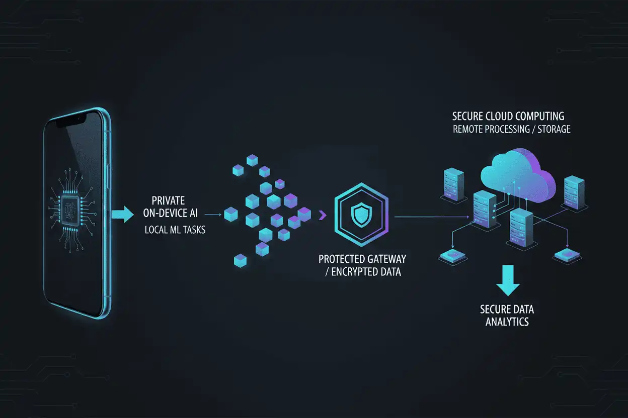 on-device-ai-and-secure-cloud-architecture-infographic
